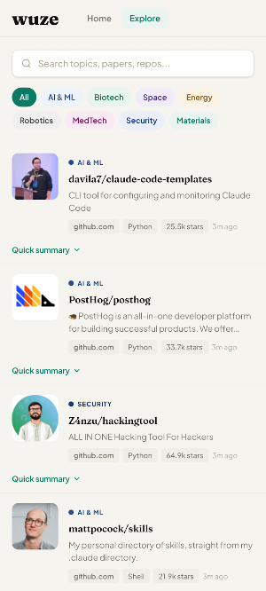Wuze – Tech Discovery Feed Screenshot 0