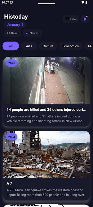 Histoday: History & Quizzes Screenshot 1