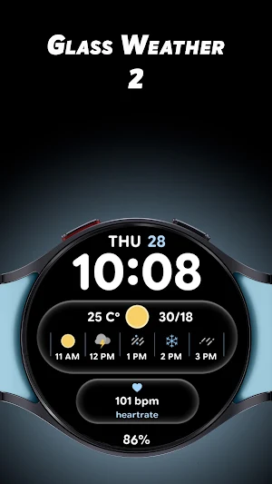 Glass Weather 2 - Watch face Screenshot 0
