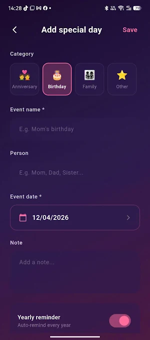 LoveDays: Anniversary Tracker Screenshot 1