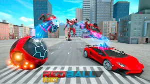 Red Ball Robot Car Transform: Flying Car Games Screenshot 1