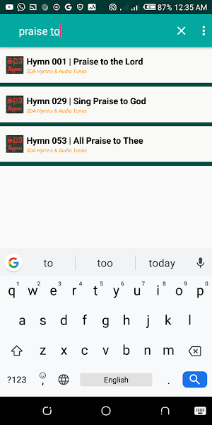 SDA Audio Hymnal Offline Screenshot 2