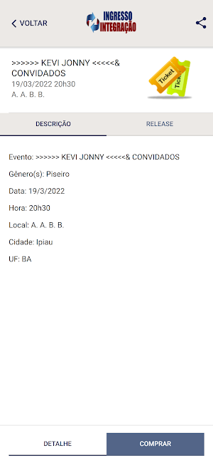 Ingresso Integração Screenshot 1