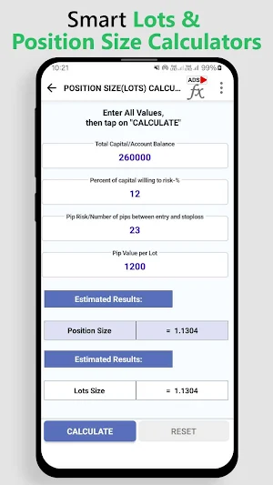 Lots & Position Size Estimator Screenshot 1