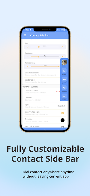 Contact Side bar - Shortcuts Screenshot 2