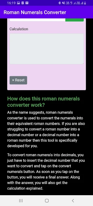 Roman Numerals Converter Screenshot 2