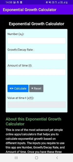 Exponential Growth Calculator Screenshot 1
