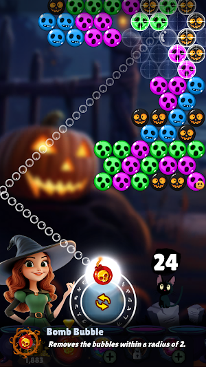 Spooky Bubble Pop: Witch's Gem Screenshot 1