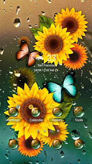 Sunflower With Rain- Wallpaper Screenshot 0