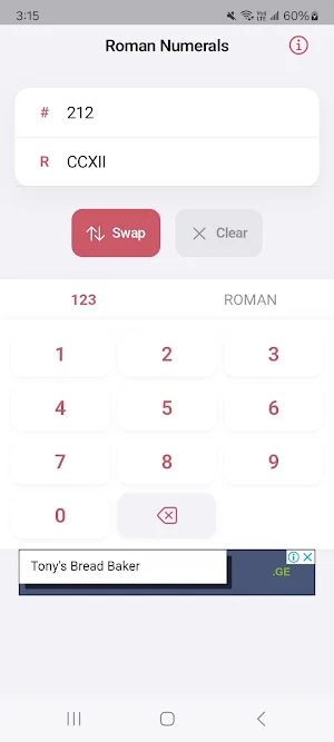 Roman Numerals Converter Screenshot 2
