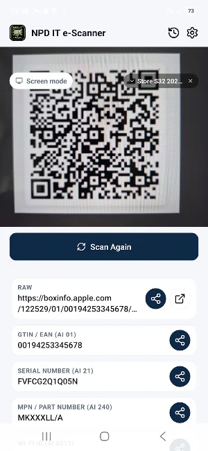 eScanner: QR & Barcode Scanner Screenshot 0