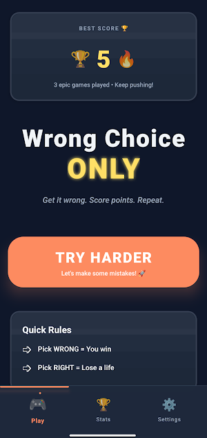 Wrong Choice Only – Brain Quiz Screenshot 0