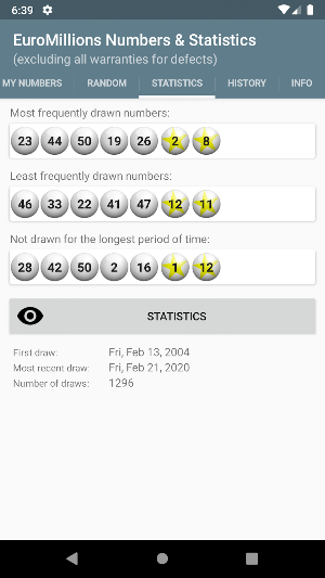 Lottery Statistics Europe Screenshot 1