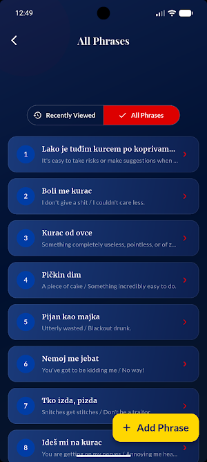 Croatian Cultural Phrases Screenshot 2