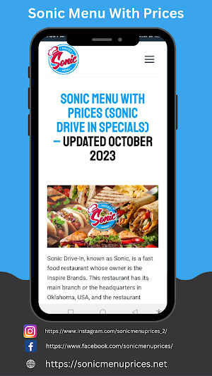 Sonic Menu With Prices Screenshot 0