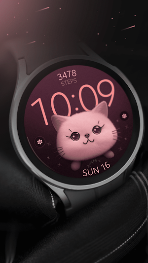 Cute Cat digital watch face Screenshot 1