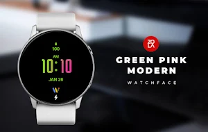 Green Pink Modern Watch Face Screenshot 0