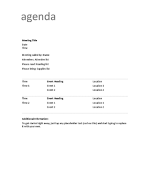 Meeting Templates Screenshot 1