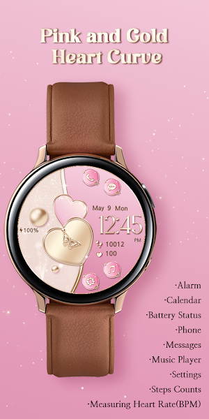 Pink and Gold Heart_Watchface Screenshot 0