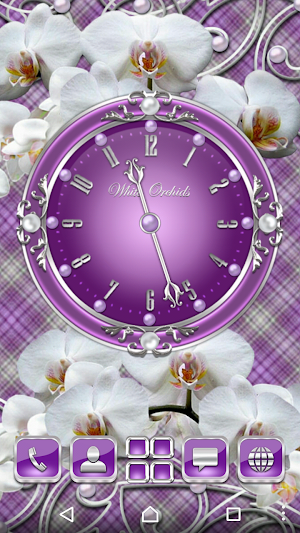 White Orchids Clock Widget Screenshot 1
