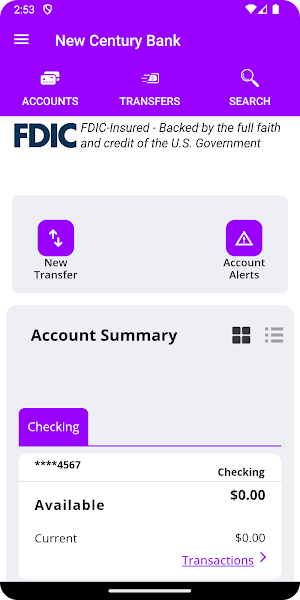New Century Bank MobileBanking Screenshot 1