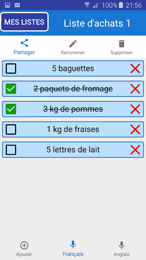 Liste de courses vocale Screenshot 0