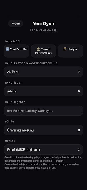 Seçim Simülasyonu: Parti Kur Screenshot 2
