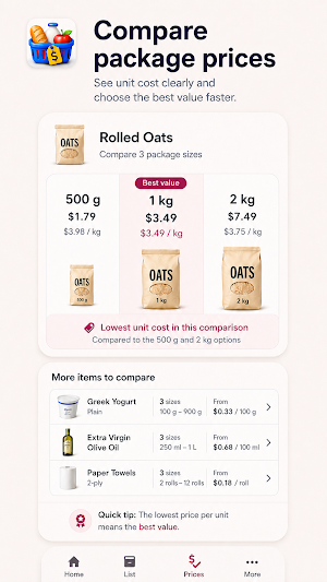 Grocery List Price Tracker Screenshot 2