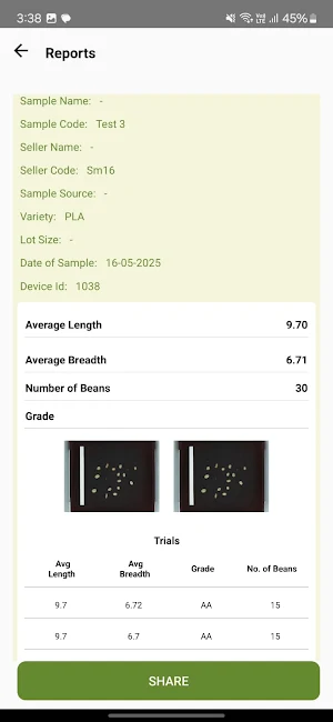 AgSure Coffee Analyser Screenshot 2