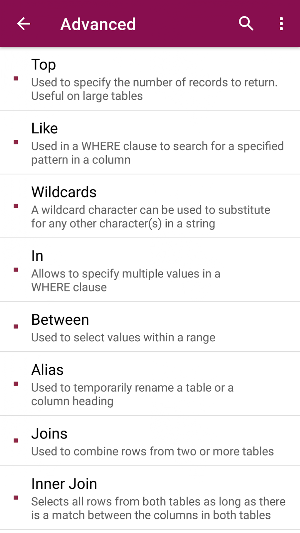 SQL Reference Screenshot 1