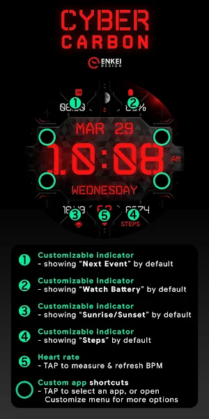 Cyber Carbon - watch face Screenshot 3