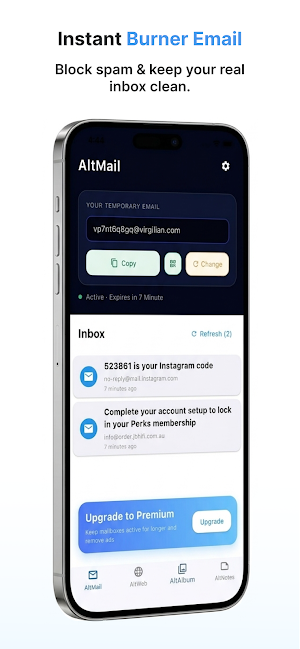 AltMail - Fast Temporary Email Screenshot 0