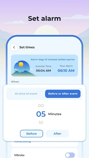 Sunrise Sunset Alarm Clock Screenshot 2