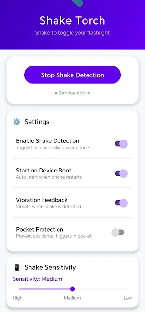 Shake Torch: Compass & Strobe Screenshot 1