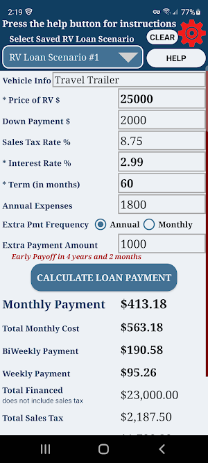 RV Loan Payment Calculator Pro Screenshot 2
