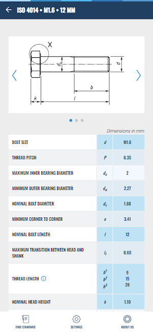 Fastener Dimension Guide Screenshot 2