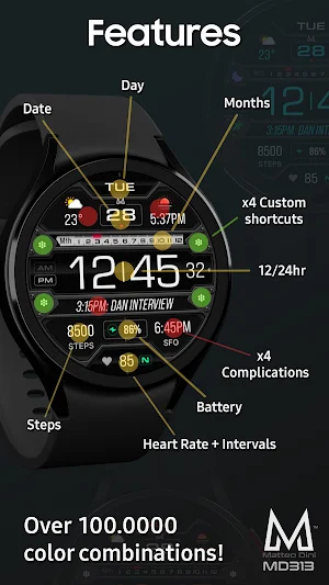 MD313 Digital Watch Face Screenshot 3