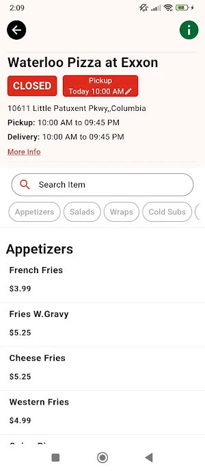 Waterloo Pizza at Exxon Screenshot 2