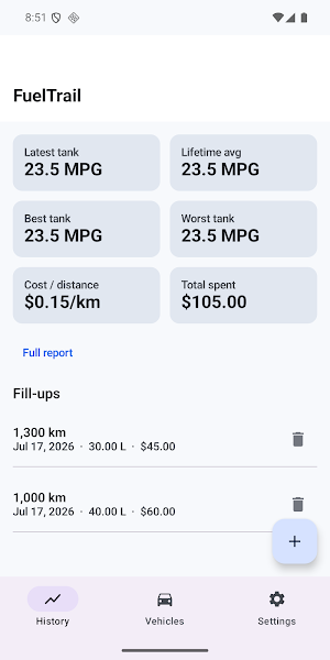 FuelTrail: Fuel Log & MPG Screenshot 0