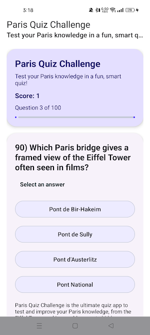 Paris Quiz Challenge Screenshot 1