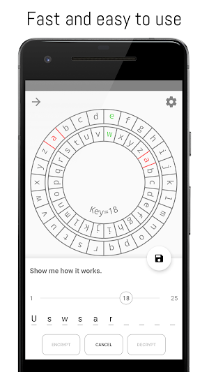 Caesar cipher - Encryption / automatic decryption Screenshot 1