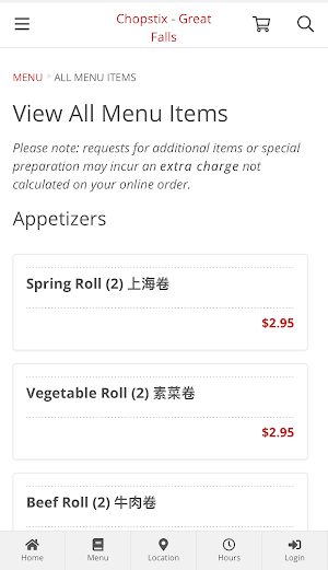 Chopstix - Great Falls Order Screenshot 1