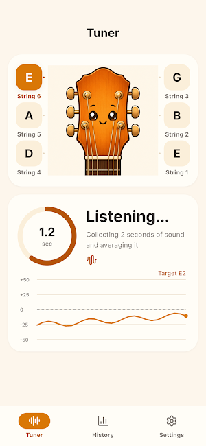 Easy Guitar Tuner: Pitch Meter Screenshot 1