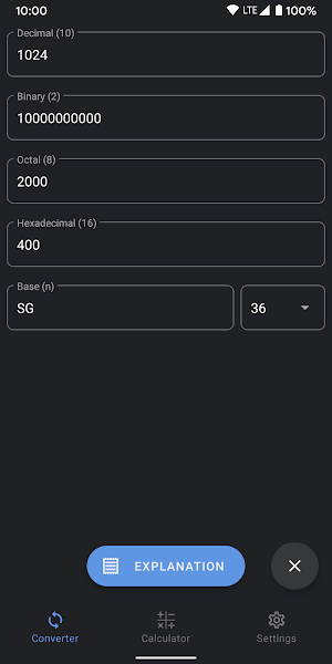 Calculator of number systems. Converter. Decision Screenshot 0