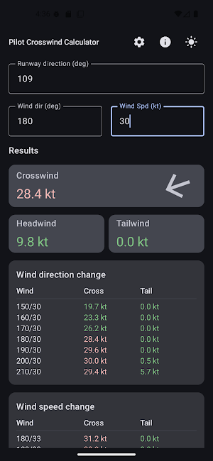 Pilot Crosswind Calculator Screenshot 3