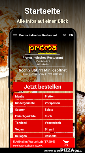 Prema Indisches Restaurant Ber Screenshot 1