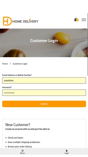 Home delivery Screenshot 0