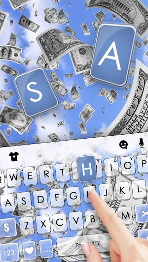 Flying Dollars Keyboard Background Screenshot 1