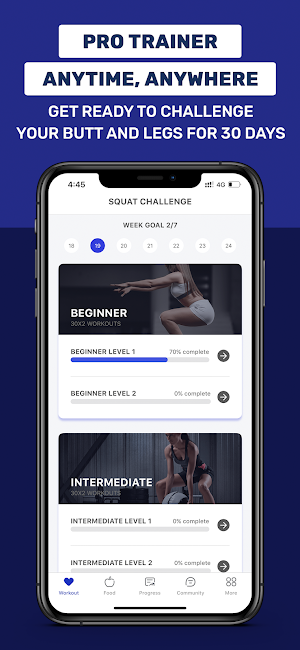 30 Day Squat Challenge: Workout App For Tone Leg Screenshot 0