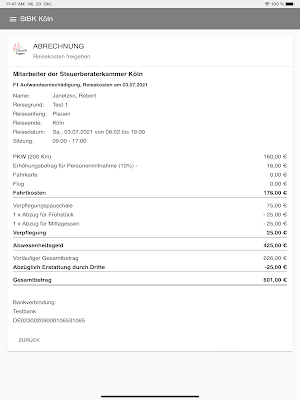 Reisekosten - StBK Köln Screenshot 3